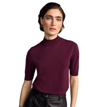 RIANI Short Sleeve Crew Neck Pullover in Morello