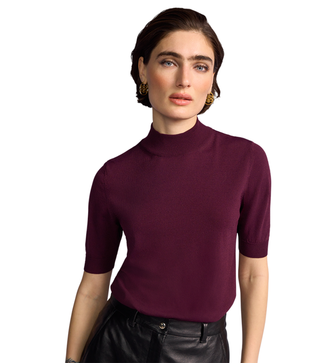 RIANI  Short Sleeve Crew Neck Pullover in Morello