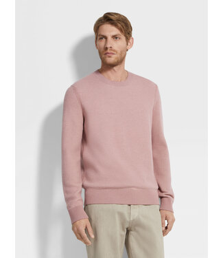 ZEGNA Col rond en cachemire Oasi rose pâle ZEGNA Col rond en cachemire Oasi rose pâle