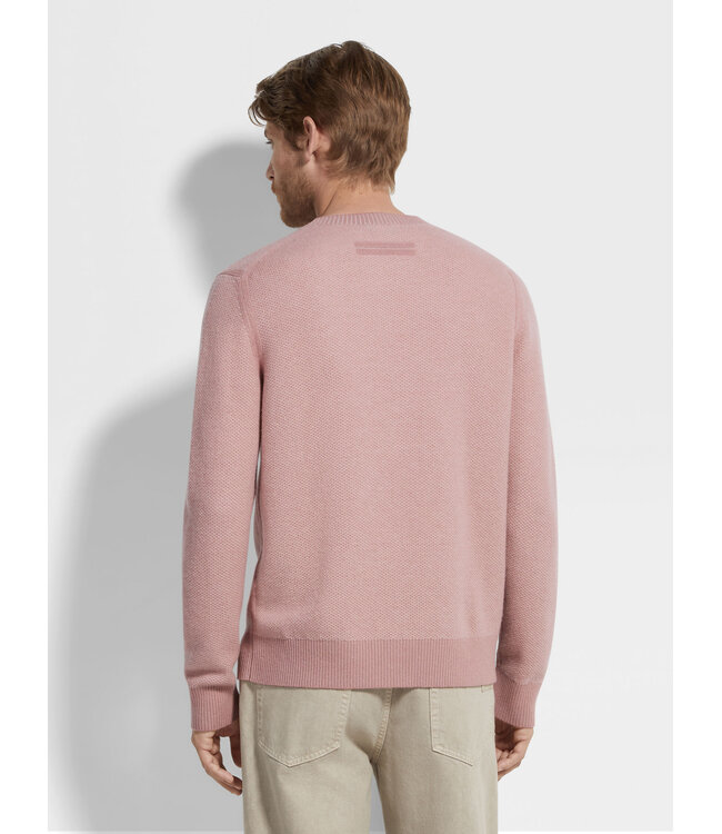 ZEGNA Col rond en cachemire Oasi rose pâle