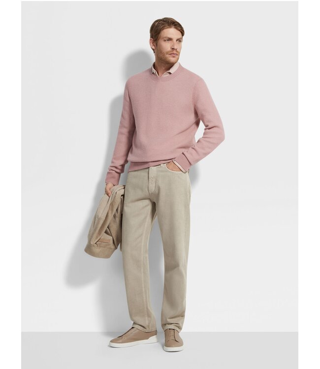 ZEGNA Col rond en cachemire Oasi rose pâle
