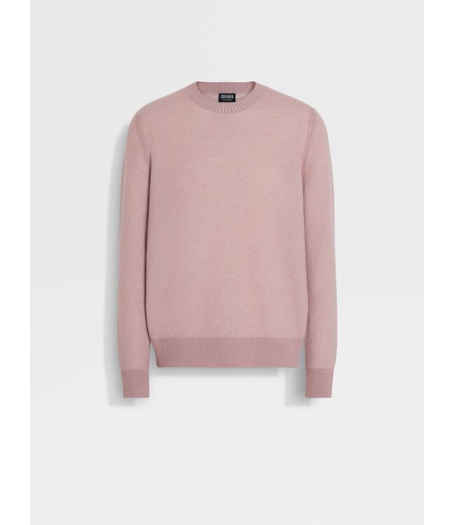 ZEGNA Col rond en cachemire Oasi rose pâle