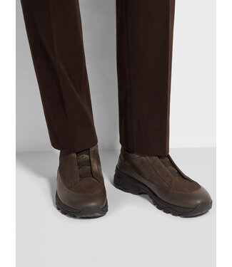 ZEGNA Brown Leather and Suede Triple Stitch™ Monte Sneakers