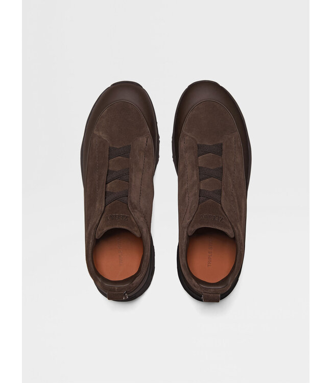 ZEGNA Baskets Monte en cuir marron et daim Triple Stitch™