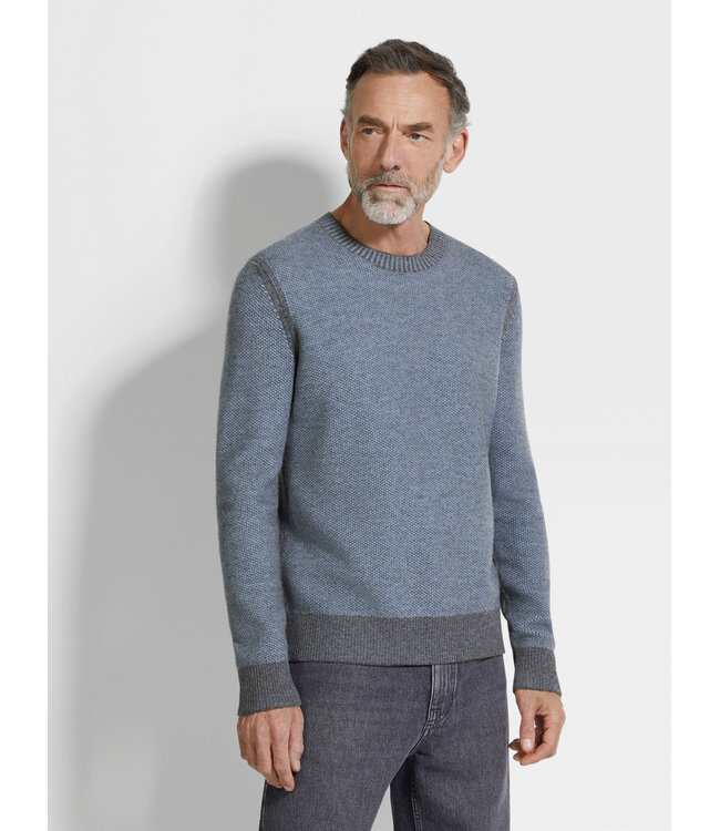 ZEGNA Light Blue Oasi Cashmere Crew Neck Sweater