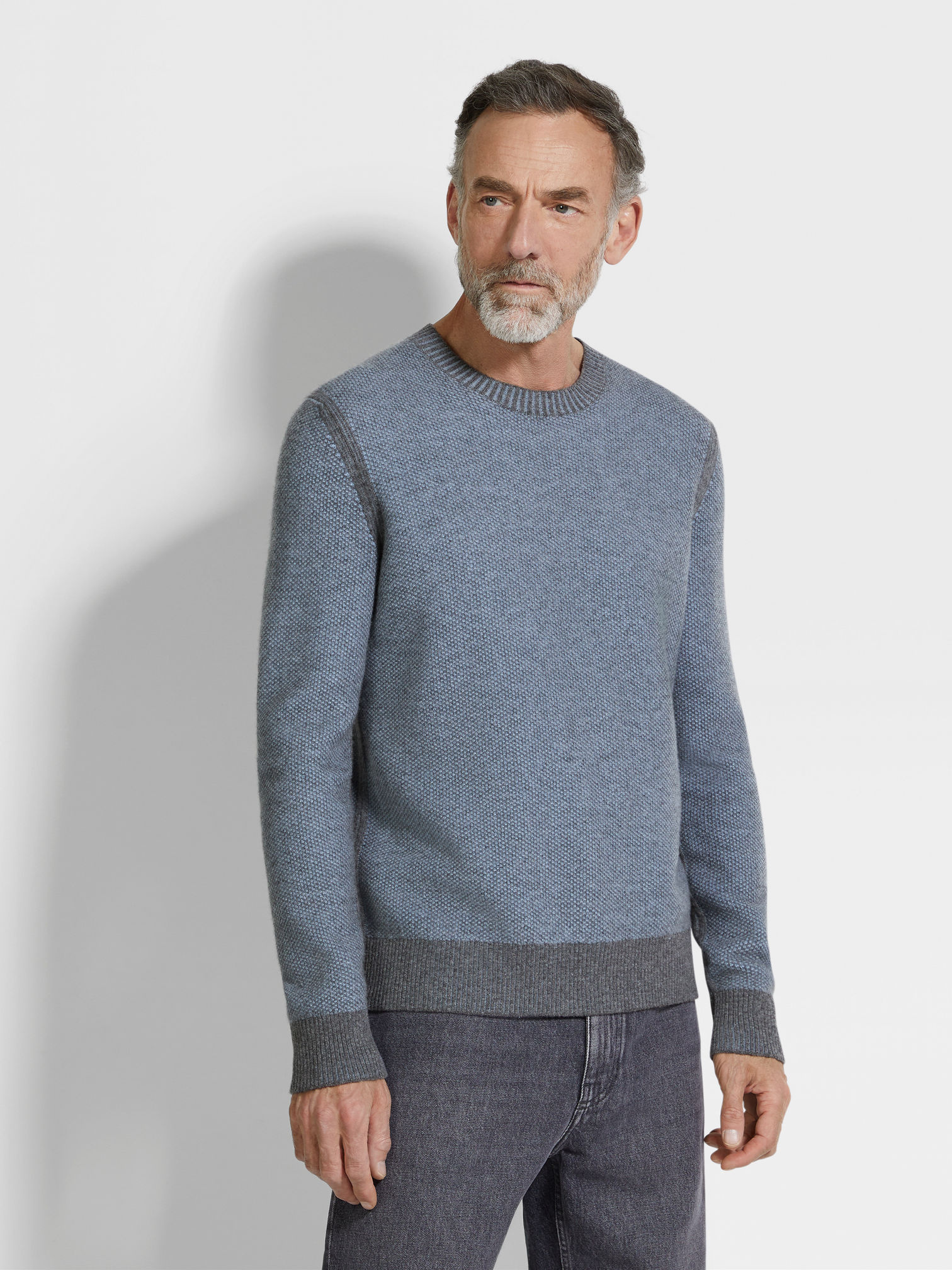 Light Blue Oasi Cashmere Crew Neck Sweater