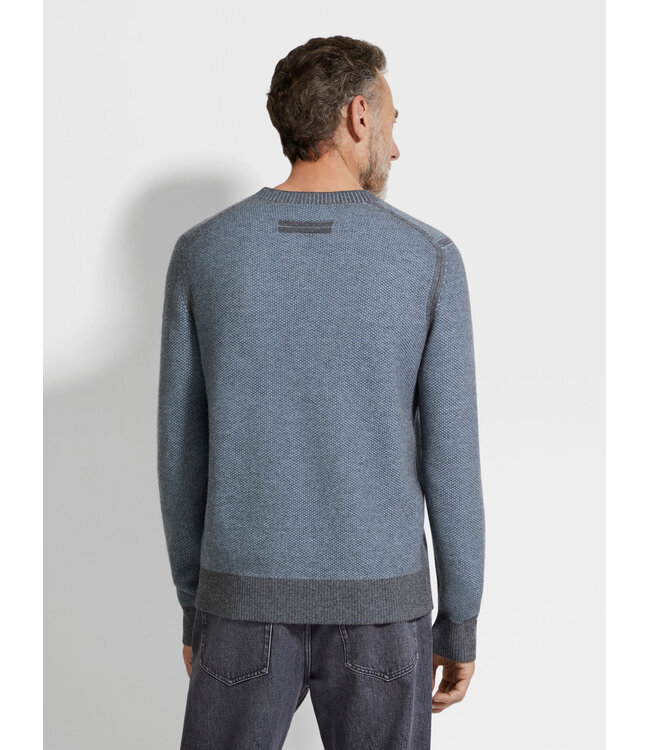 ZEGNA Light Blue Oasi Cashmere Crew Neck Sweater