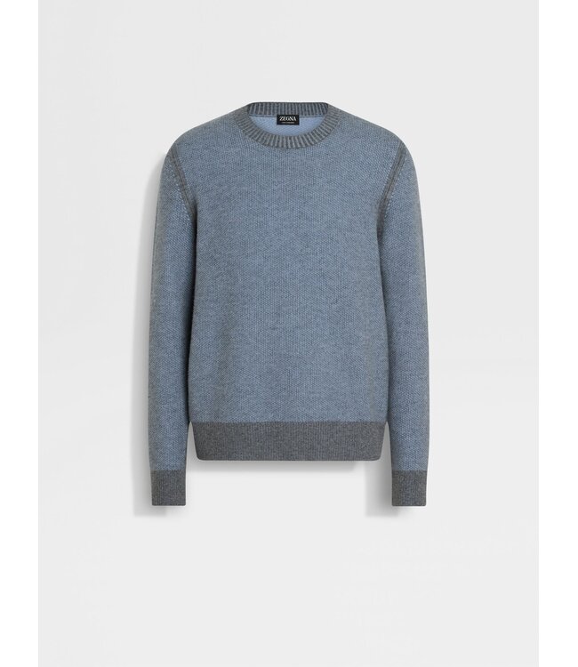 ZEGNA Light Blue Oasi Cashmere Crew Neck Sweater