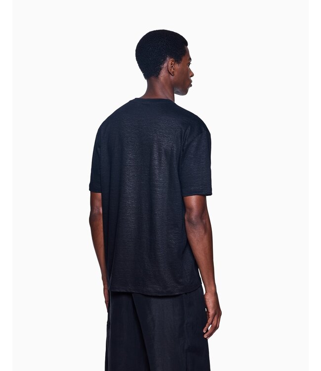 GIORGIO ARMANI T-shirt à col rond en lin extensible