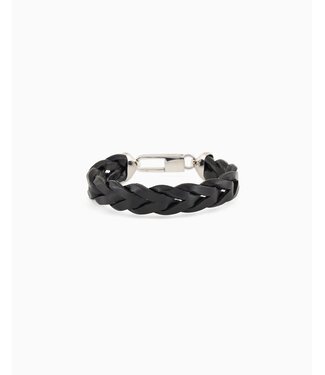 GIORGIO ARMANI Solid silver and braided leather bracelet