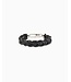 GIORGIO ARMANI Solid silver and braided leather bracelet
