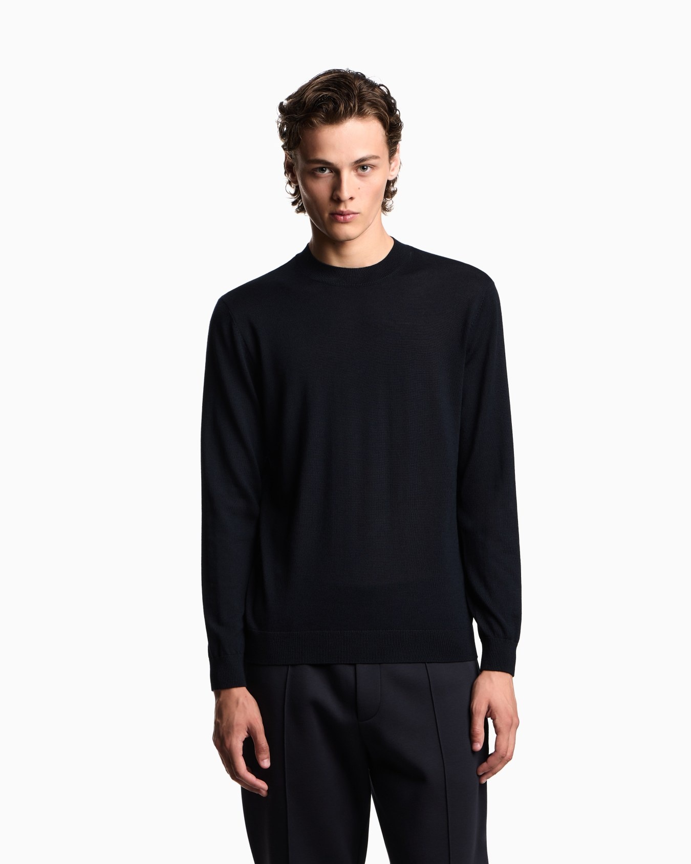 Plain Knit Virgin Wool Jumper