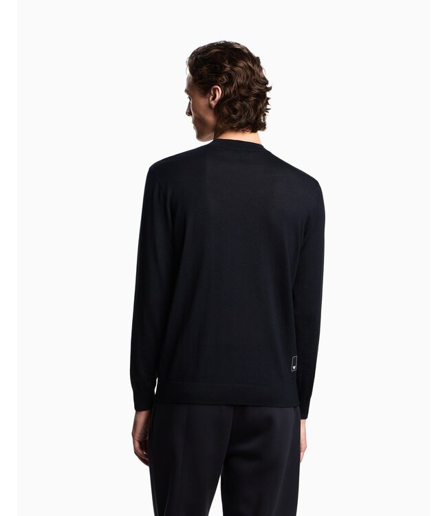 EMPORIO ARMANI Pull en laine vierge tricoté uni
