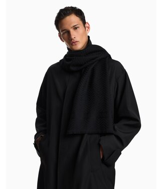 EMPORIO ARMANI Wool Scarf with Chevron  Motif