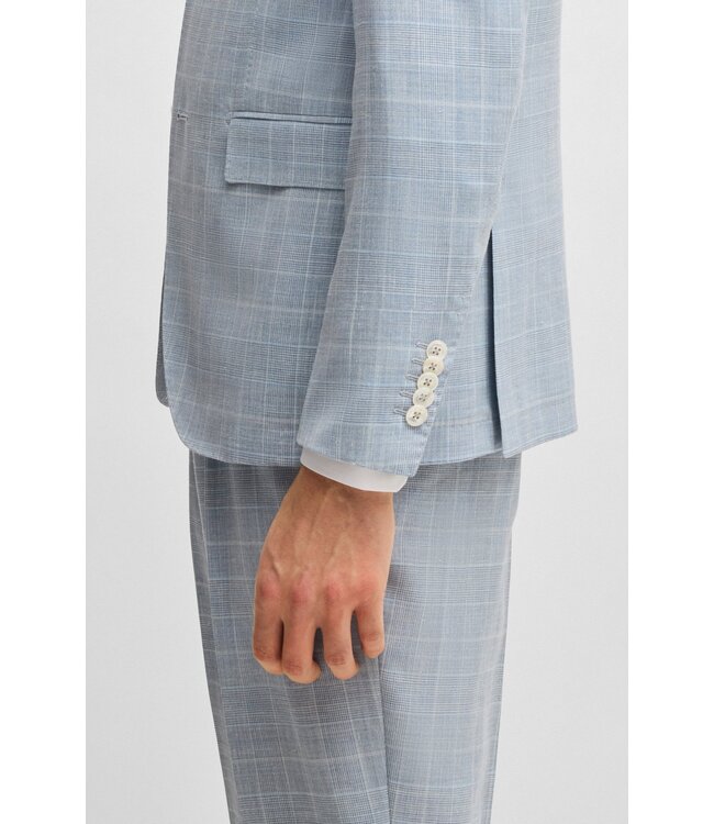BOSS Slim-fit wool, silk, and linen check suit