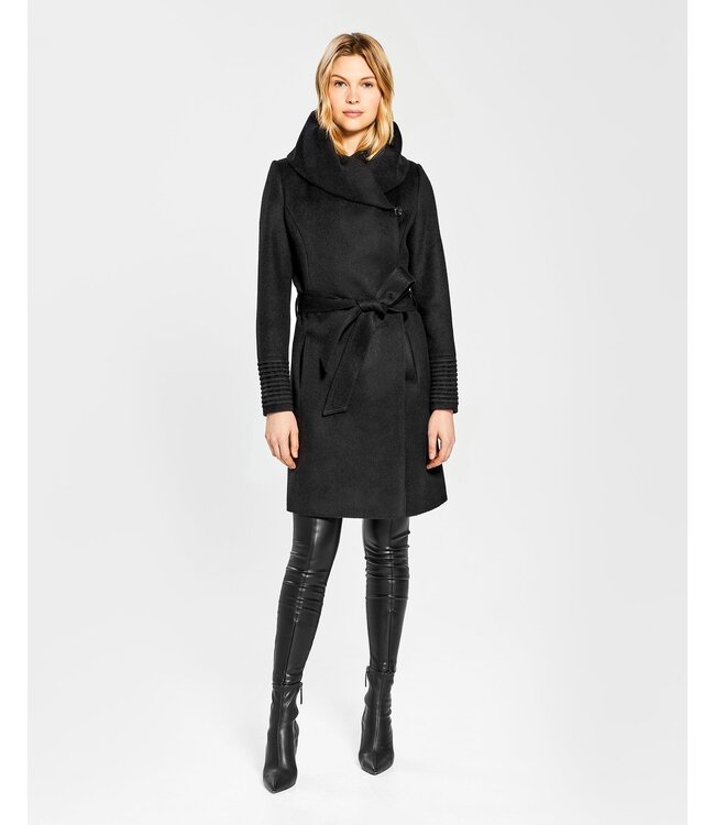 SENTALER Baby Alpaca Mid Length Hooded Wrap Coat