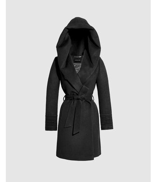 SENTALER Baby Alpaca Mid Length Hooded Wrap Coat