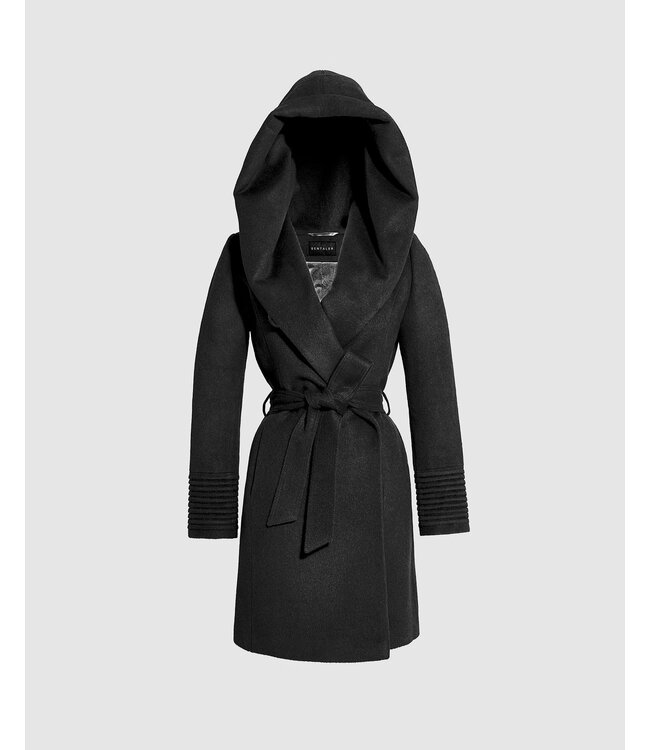 SENTALER Baby Alpaca Mid Length Hooded Wrap Coat
