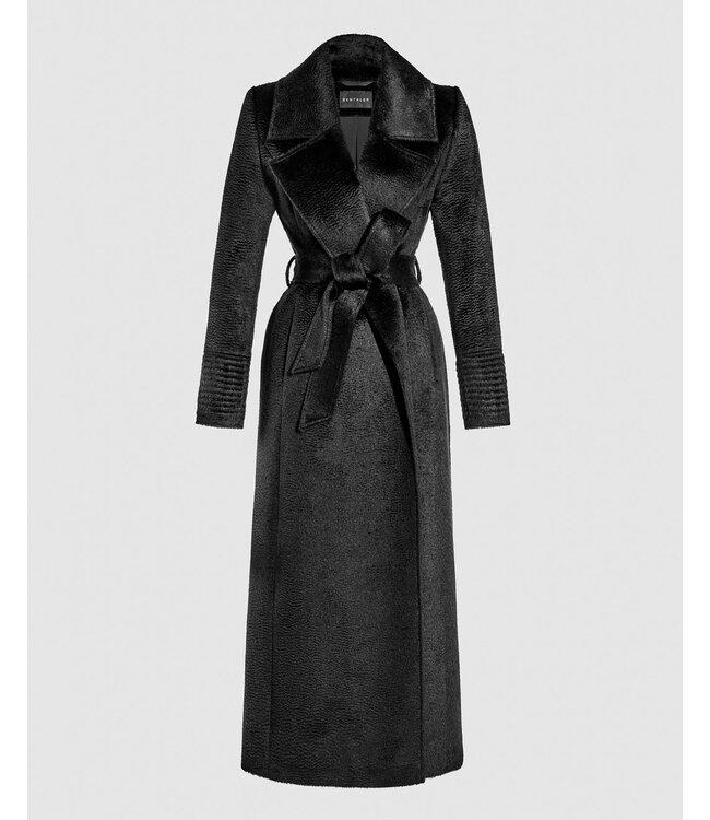 SENTALER Suri Alpaca Maxi Notched Collar Wrap Coat