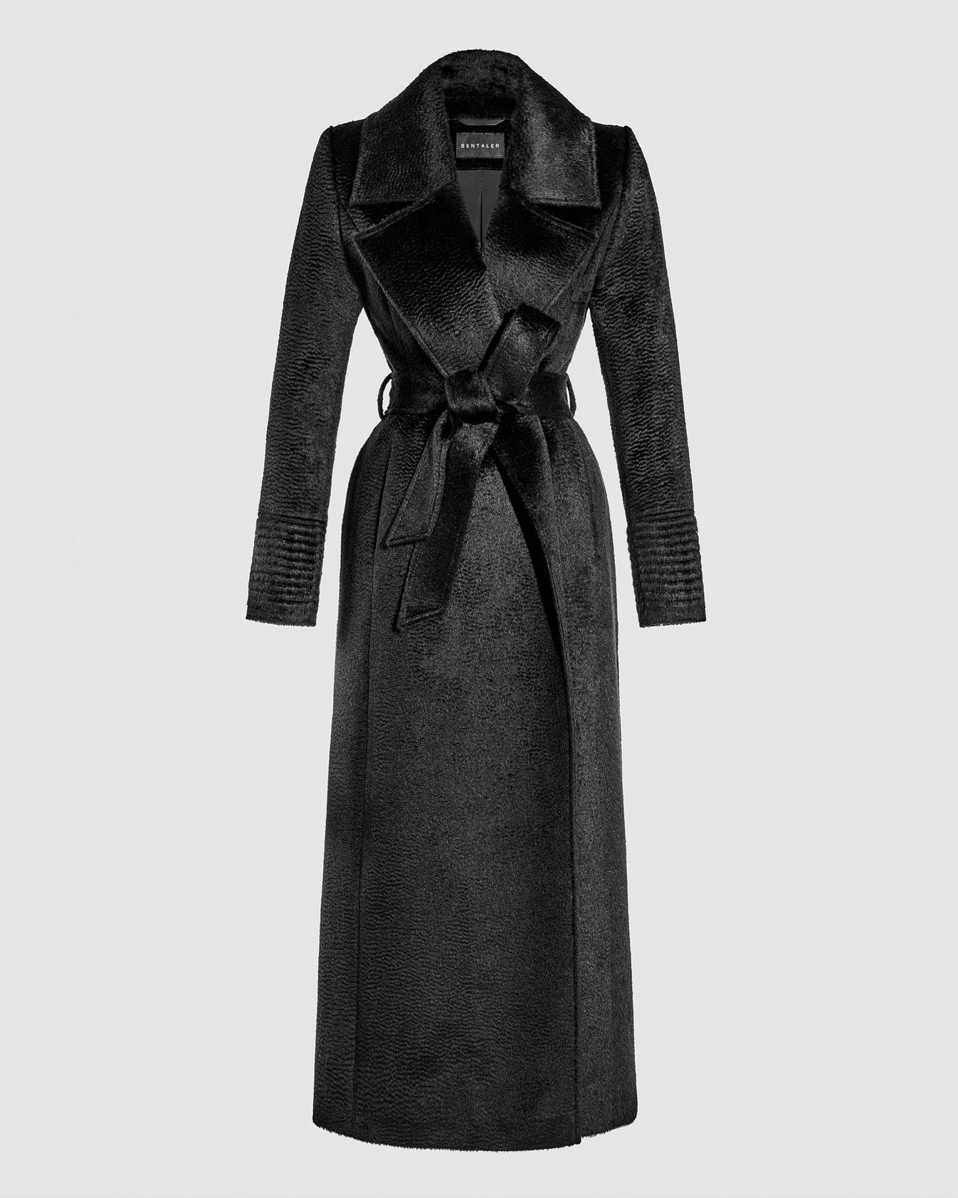 Suri Alpaca Maxi Notched Collar Wrap Coat