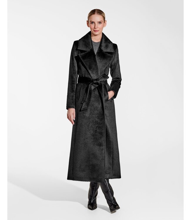 SENTALER Suri Alpaca Maxi Notched Collar Wrap Coat