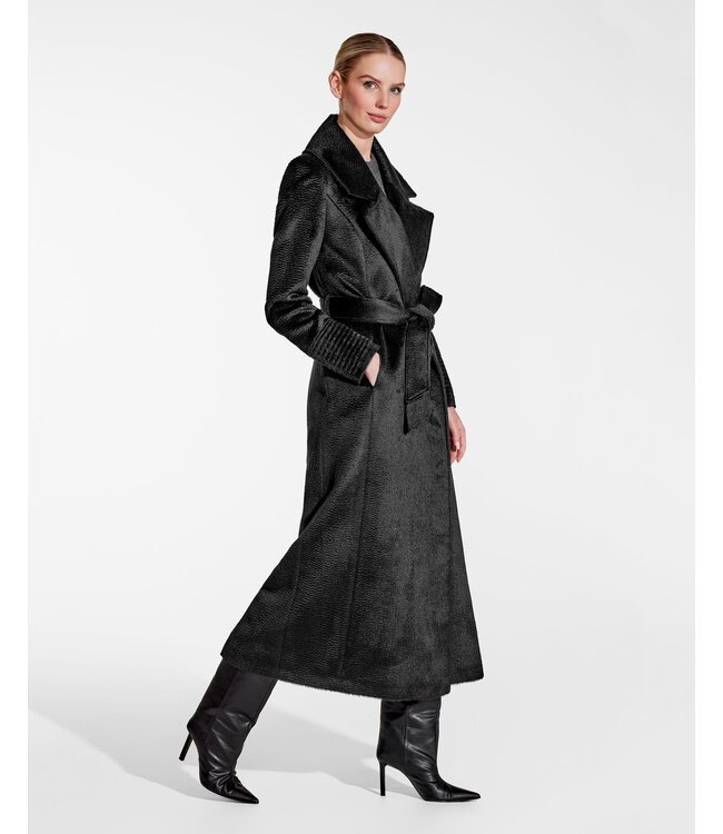 SENTALER Suri Alpaca Maxi Notched Collar Wrap Coat