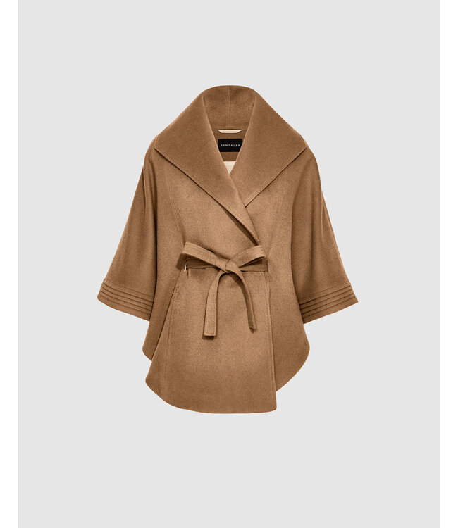 SENTALER Baby Alpaca Cape with Shawl Collar and Belt