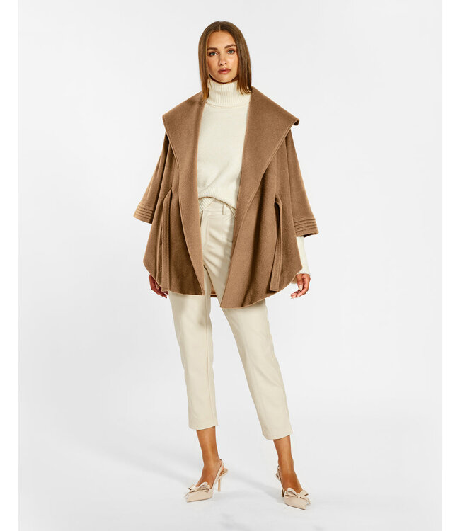 SENTALER Cape en baby alpaga avec col châle et ceinture