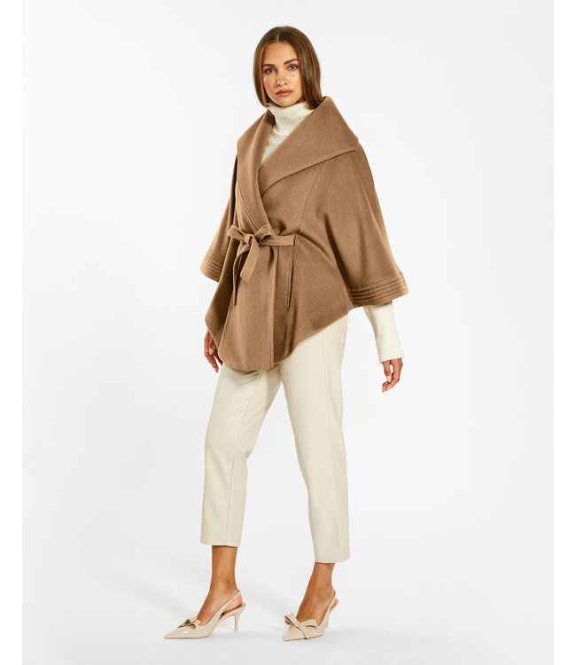SENTALER Baby Alpaca Cape with Shawl Collar and Belt