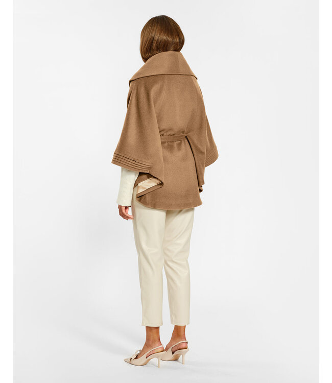 SENTALER Cape en baby alpaga avec col châle et ceinture