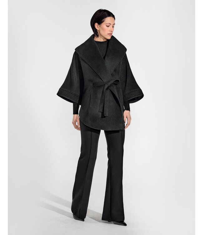 SENTALER Baby Alpaca Cape with Shawl Collar and Belt