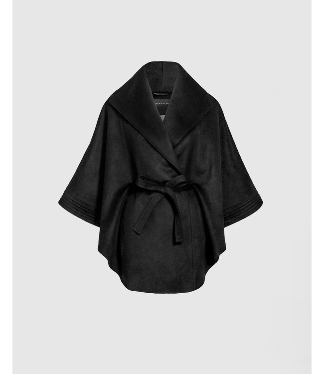 SENTALER Cape en baby alpaga avec col châle et ceinture