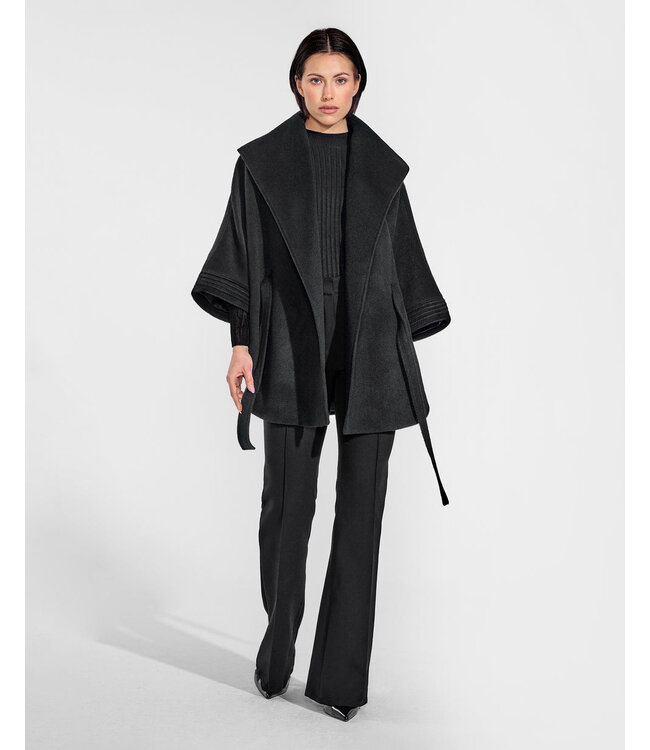 SENTALER Cape en baby alpaga avec col châle et ceinture