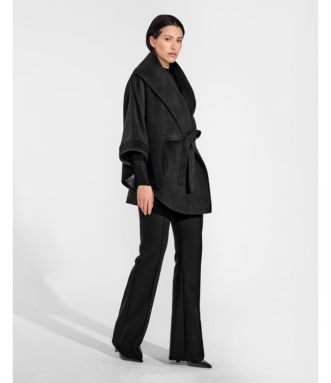 SENTALER Baby Alpaca Cape with Shawl Collar and Belt