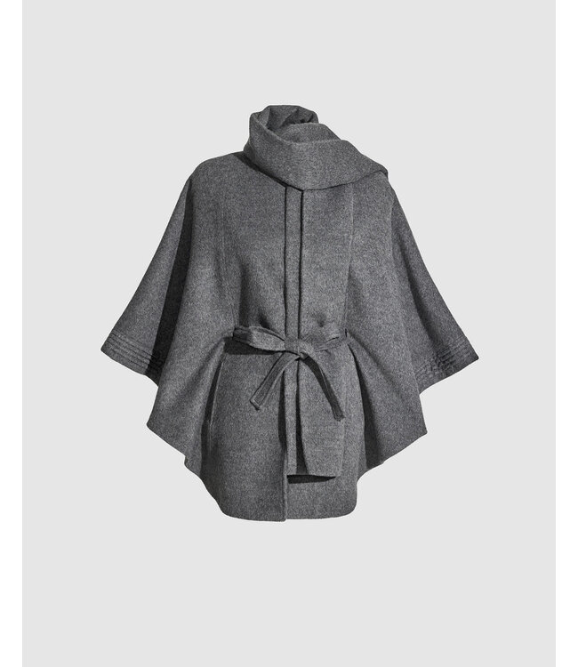 SENTALER Cape en baby alpaga avec col écharpe et ceinture