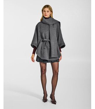 SENTALER Baby Alpaca Cape with Scarf Collar and Belt