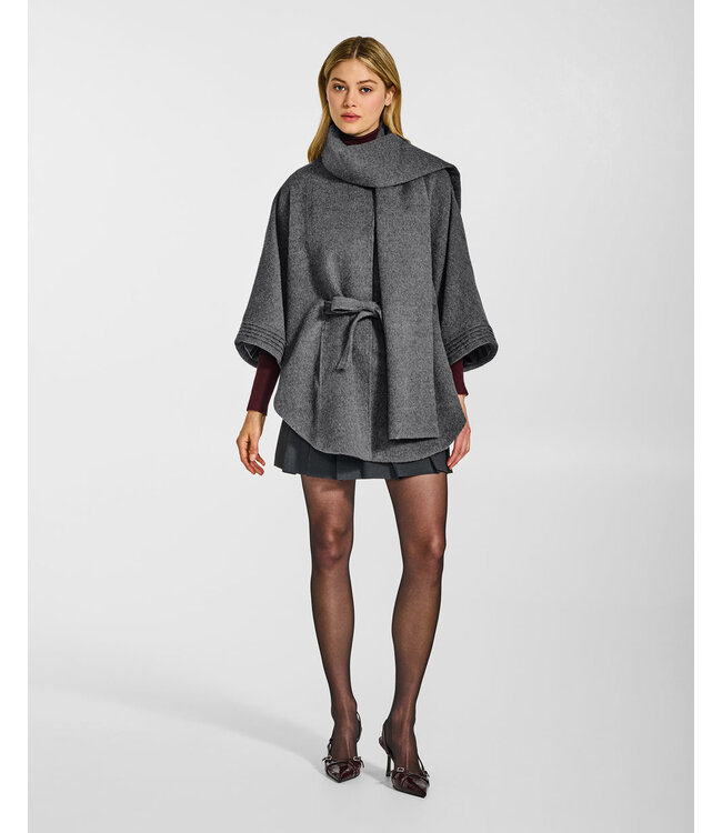 SENTALER Baby Alpaca Cape with Scarf Collar and Belt