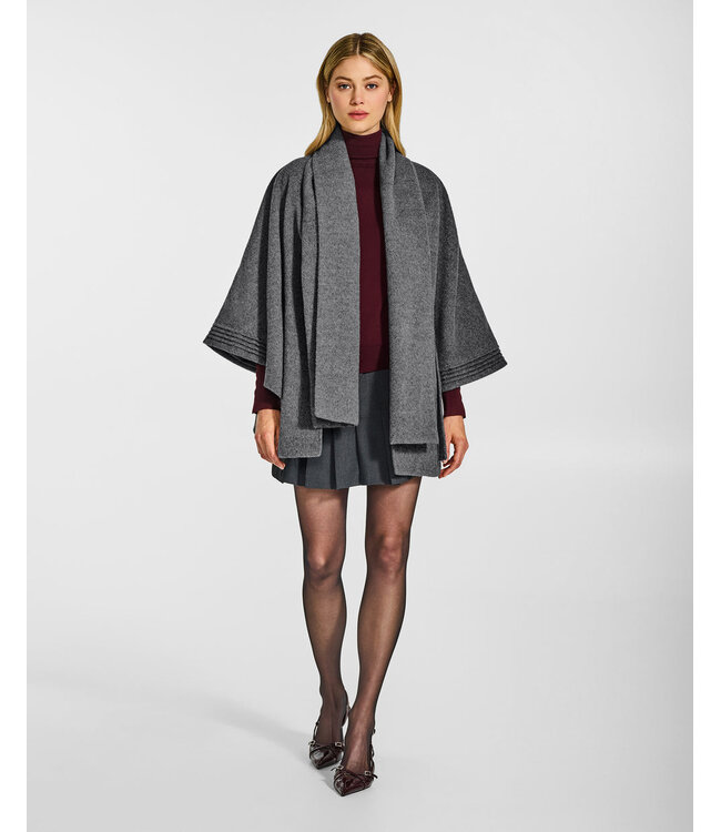 SENTALER Baby Alpaca Cape with Scarf Collar and Belt