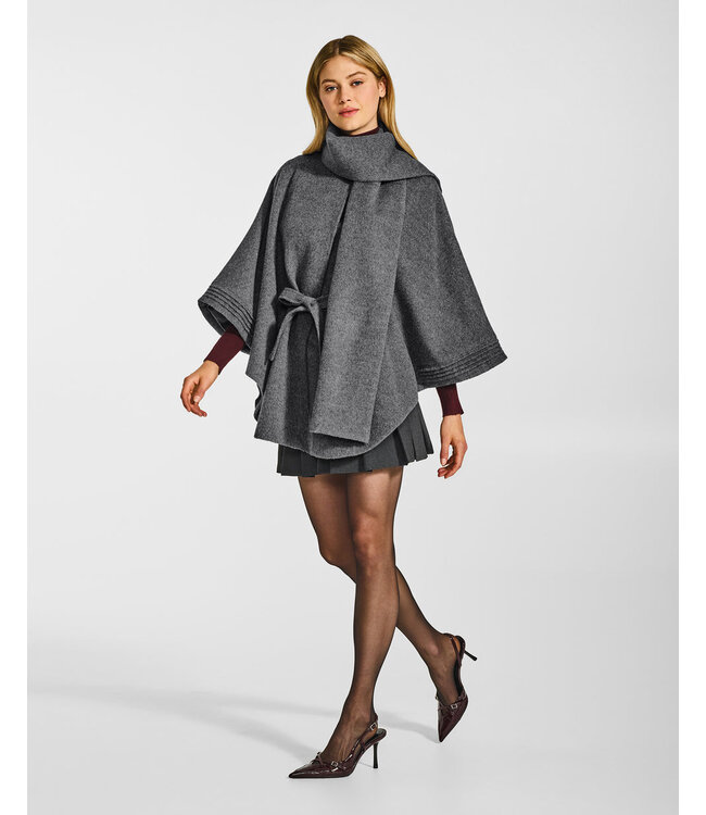 SENTALER Cape en baby alpaga avec col écharpe et ceinture