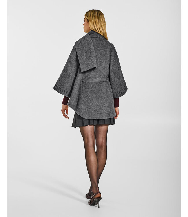 SENTALER Cape en baby alpaga avec col écharpe et ceinture
