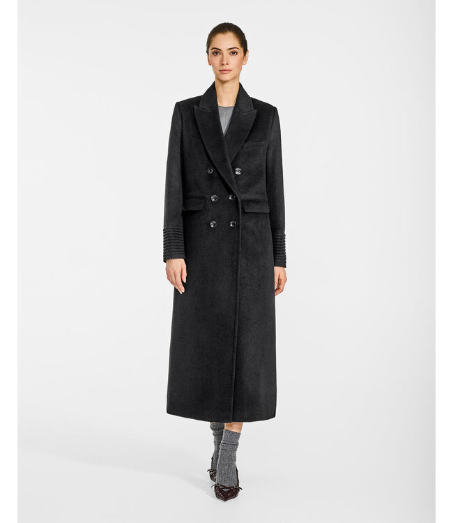 SENTALER Baby Alpaca Maxi Double Breasted Peak Collar Coat