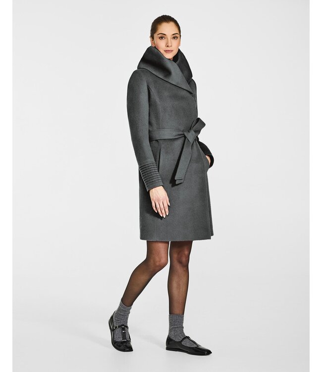 SENTALER Baby Alpaca Mid Length Hooded Wrap Coat SEN17-51090