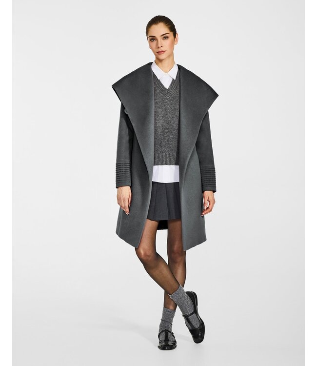 SENTALER Baby Alpaca Mid Length Hooded Wrap Coat SEN17-51090