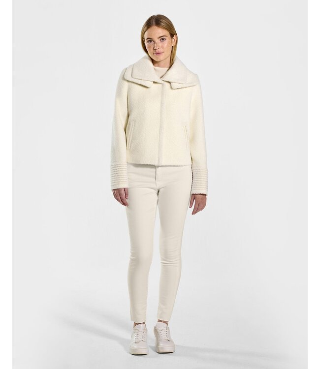 SENTALER Bouclé Alpaca Moto Jacket With Signature Double Collar