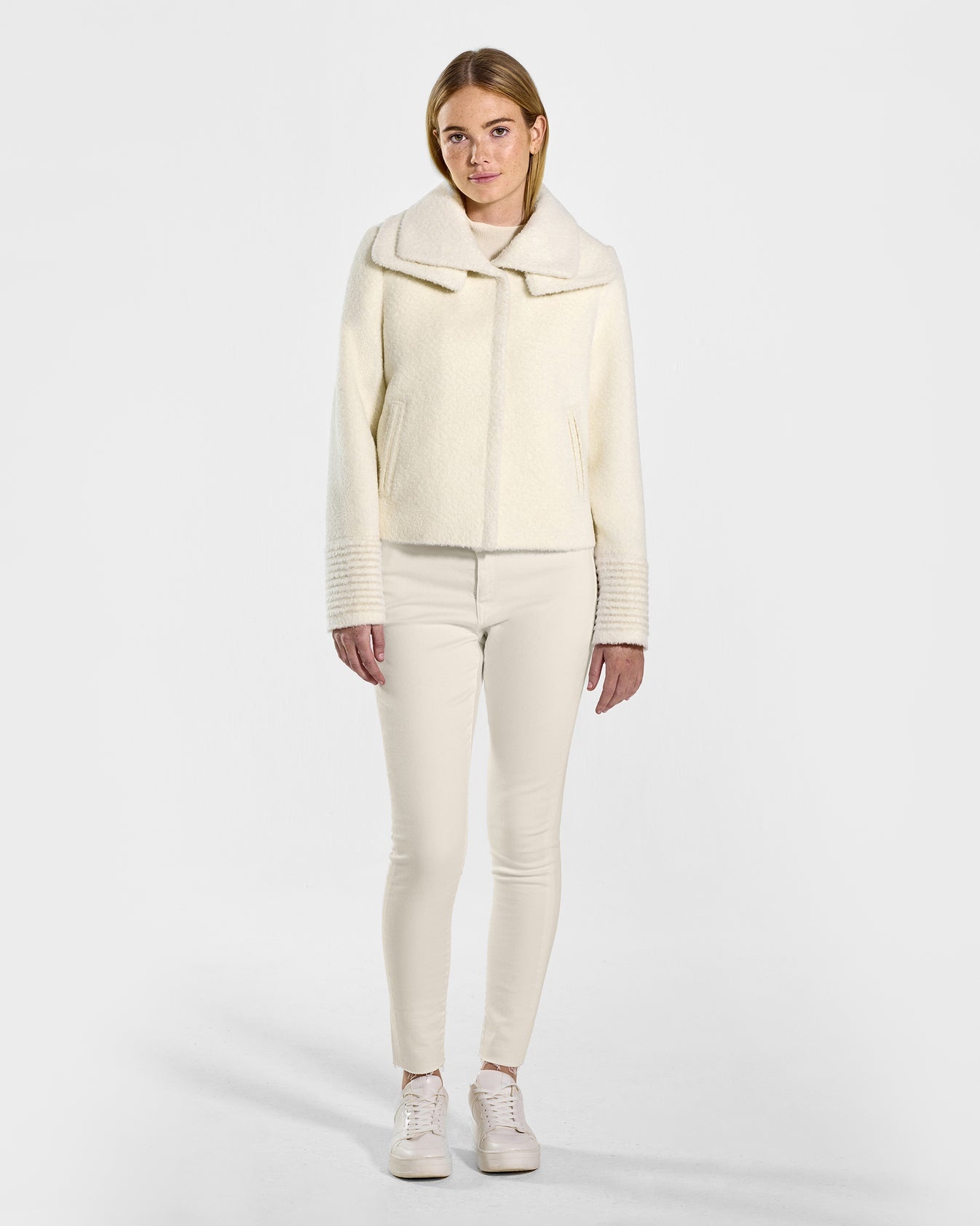 Bouclé Alpaca Moto Jacket With Signature Double Collar