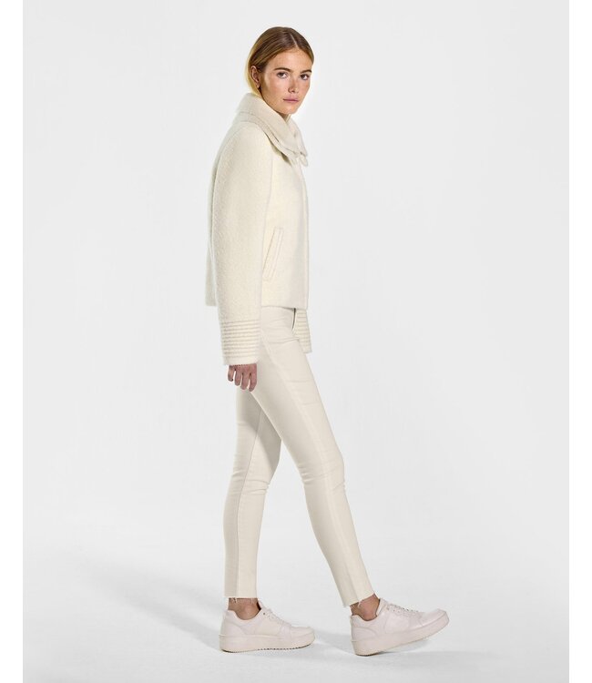 SENTALER Veste Motard en Alpaga Bouclé avec Double Col Signature