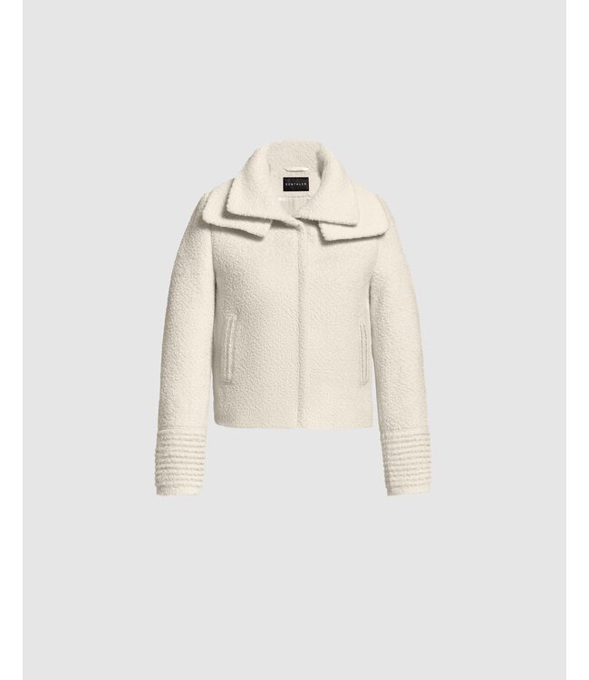 SENTALER Bouclé Alpaca Moto Jacket With Signature Double Collar