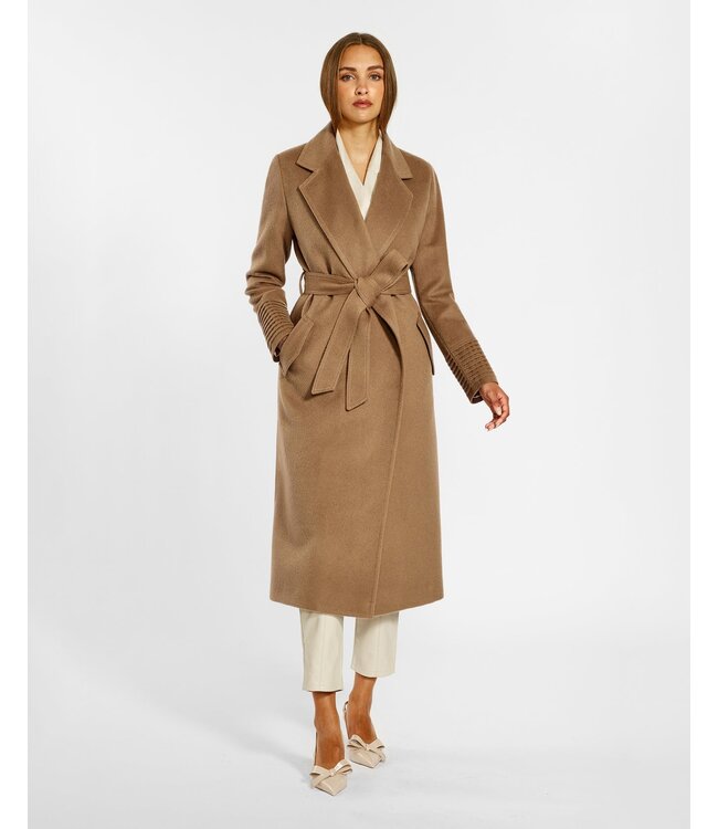 SENTALER Baby Alpaca Long Notched Collar Wrap Coat