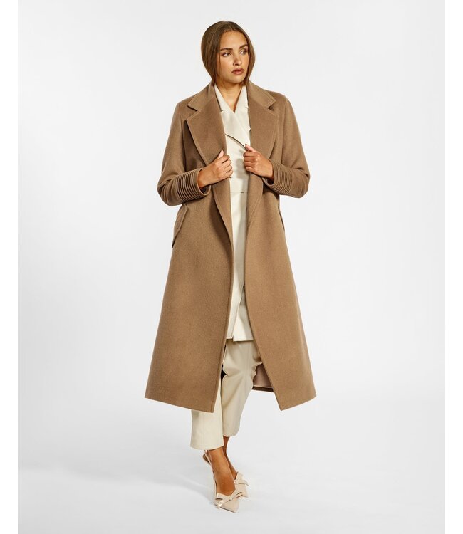 SENTALER Baby Alpaca Long Notched Collar Wrap Coat