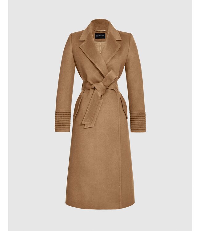 SENTALER Manteau Long Croisé en Baby Alpaga à Col à Revers